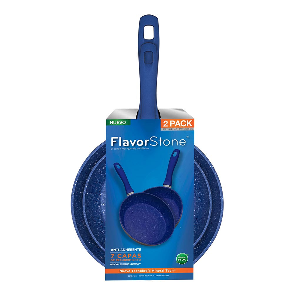 Juego de sartenes antiadherentes FlavorStone 2 Pan Set de 20 y 24 cm azul