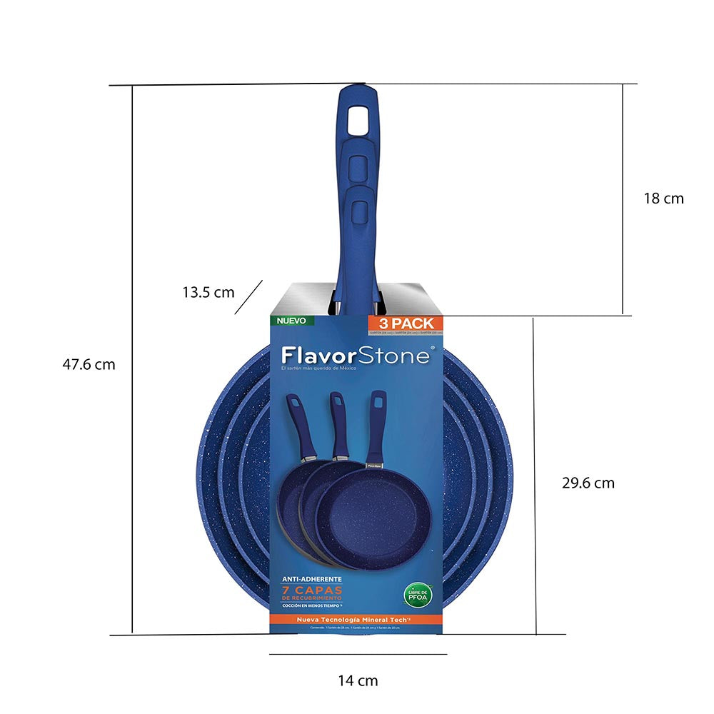 Juego de sartenes antiadherentes FlavorStone 3 Pan Set de 20, 24 y 28 cm