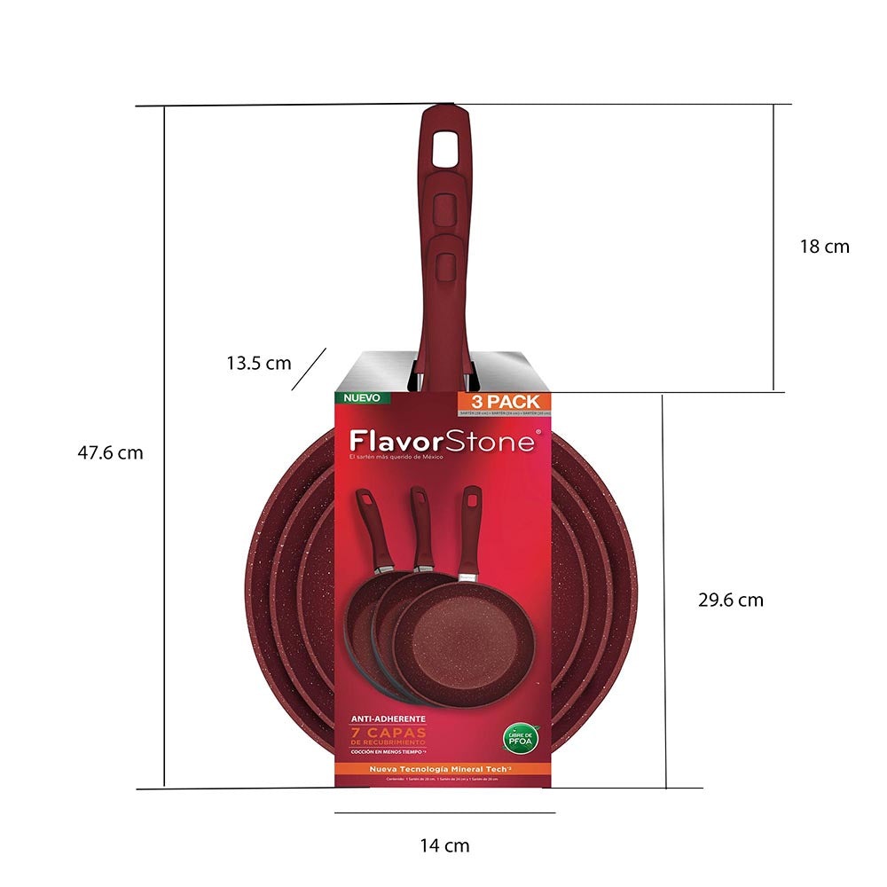 Juego de sartenes antiadherentes FlavorStone 3 Pan Set de 20, 24 y 28 cm